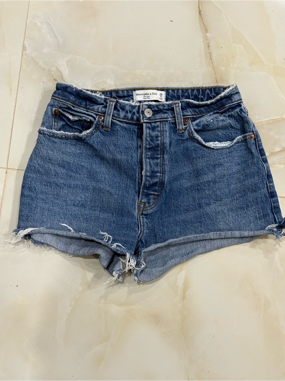 Abercrombie & Fitch Blue Denim High-Rise Cutoff Shorts